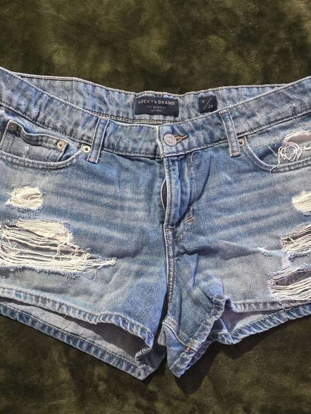 Lucky Brand Distressed Denim Cutoff Shorts Womens 8/29 Light Wash Frayed Low Ris